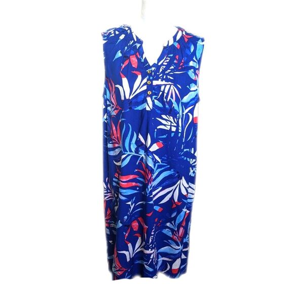 Caribbean Joe NWT sleeveless rayon red white blue (Mediterranean) L - Picture 1 of 10